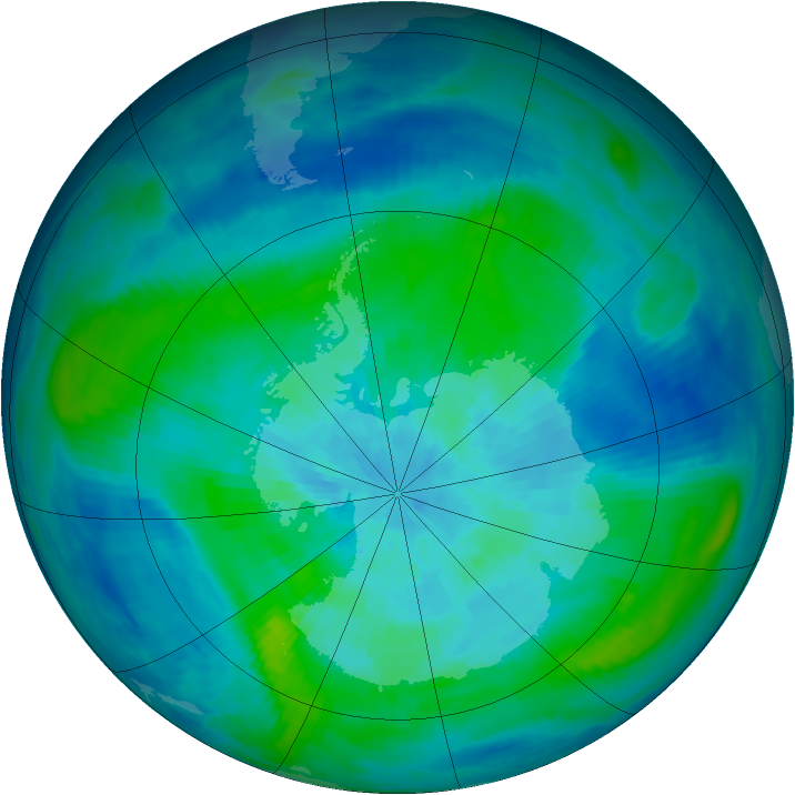 Antarctic ozone map for 12 March 1988